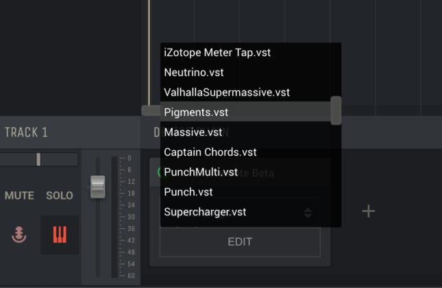 vyberte svůj VST plugin