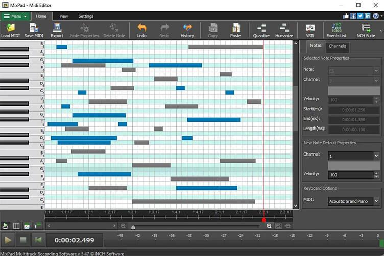 Mixpad midi editor