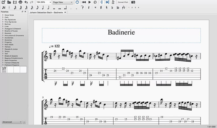 Muziekscore midi-editor