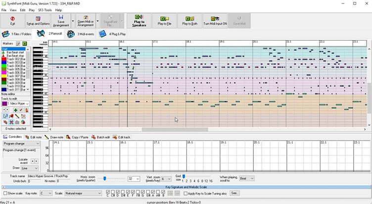 Synth font midi editor