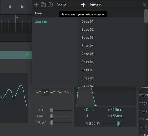 Elektronische muzieksynth volt-presets