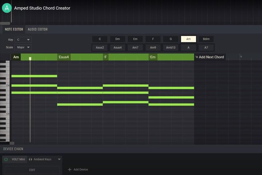 Using Chord Creator and ready-made Chord Progressions - Ampedstudio