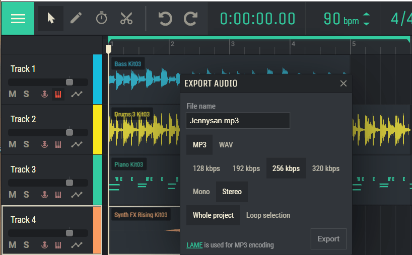 خيارات MP3 أو Wav