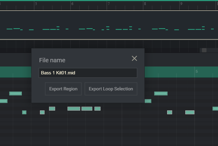 Wählen Sie die Midi-Region aus