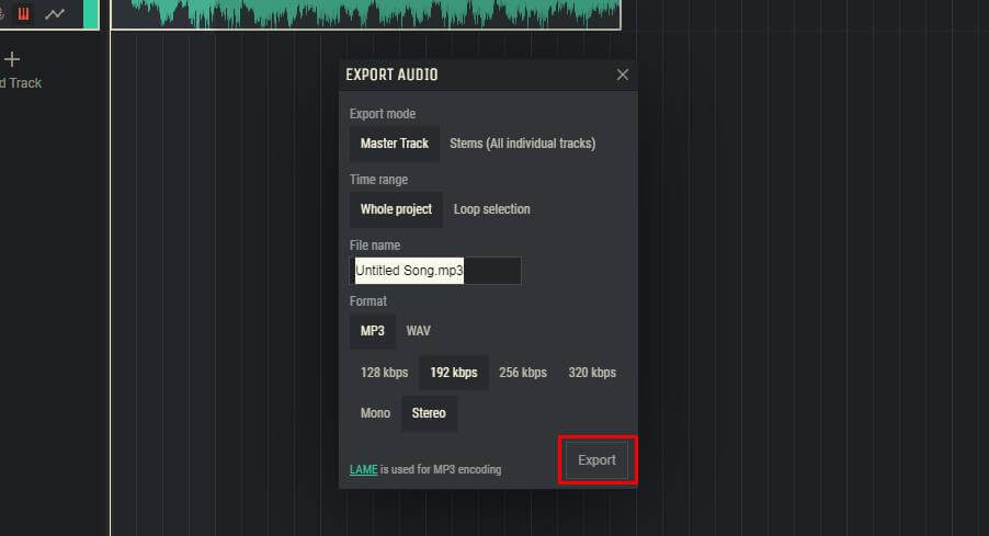 Export audio file 2