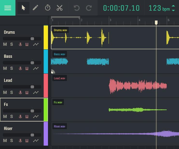 AI gegenereerd multitrack-bestand in Amped Studio