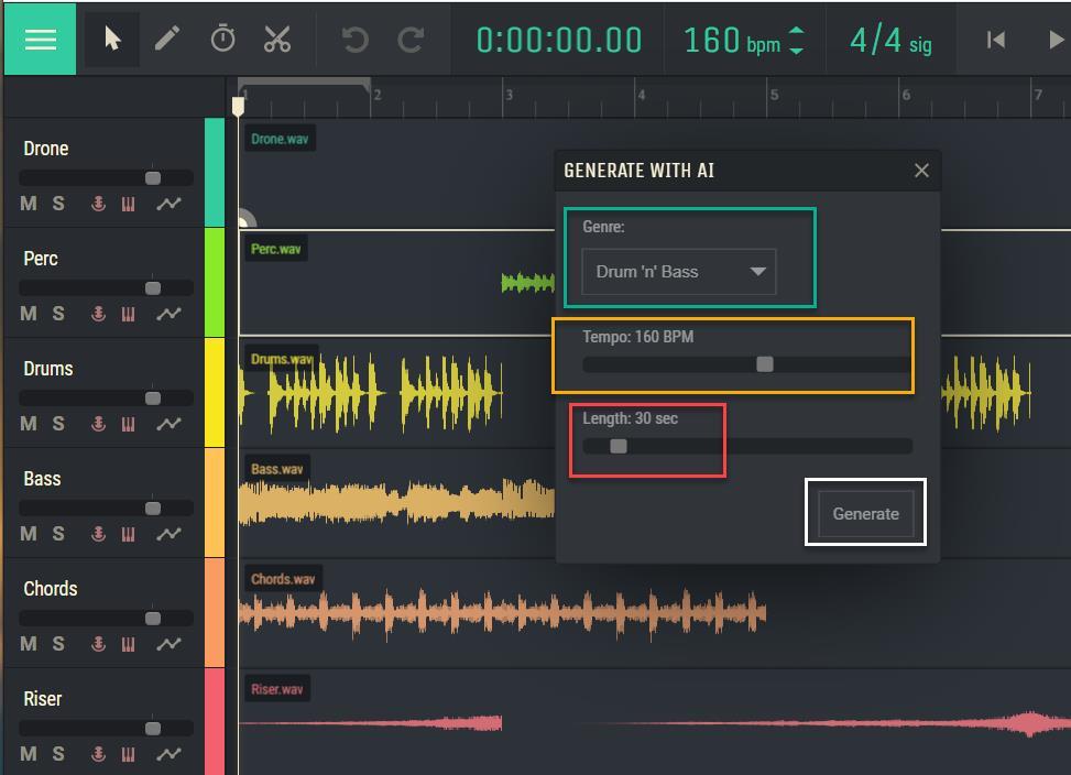 How to generate music with AI in Amped Stidio settings