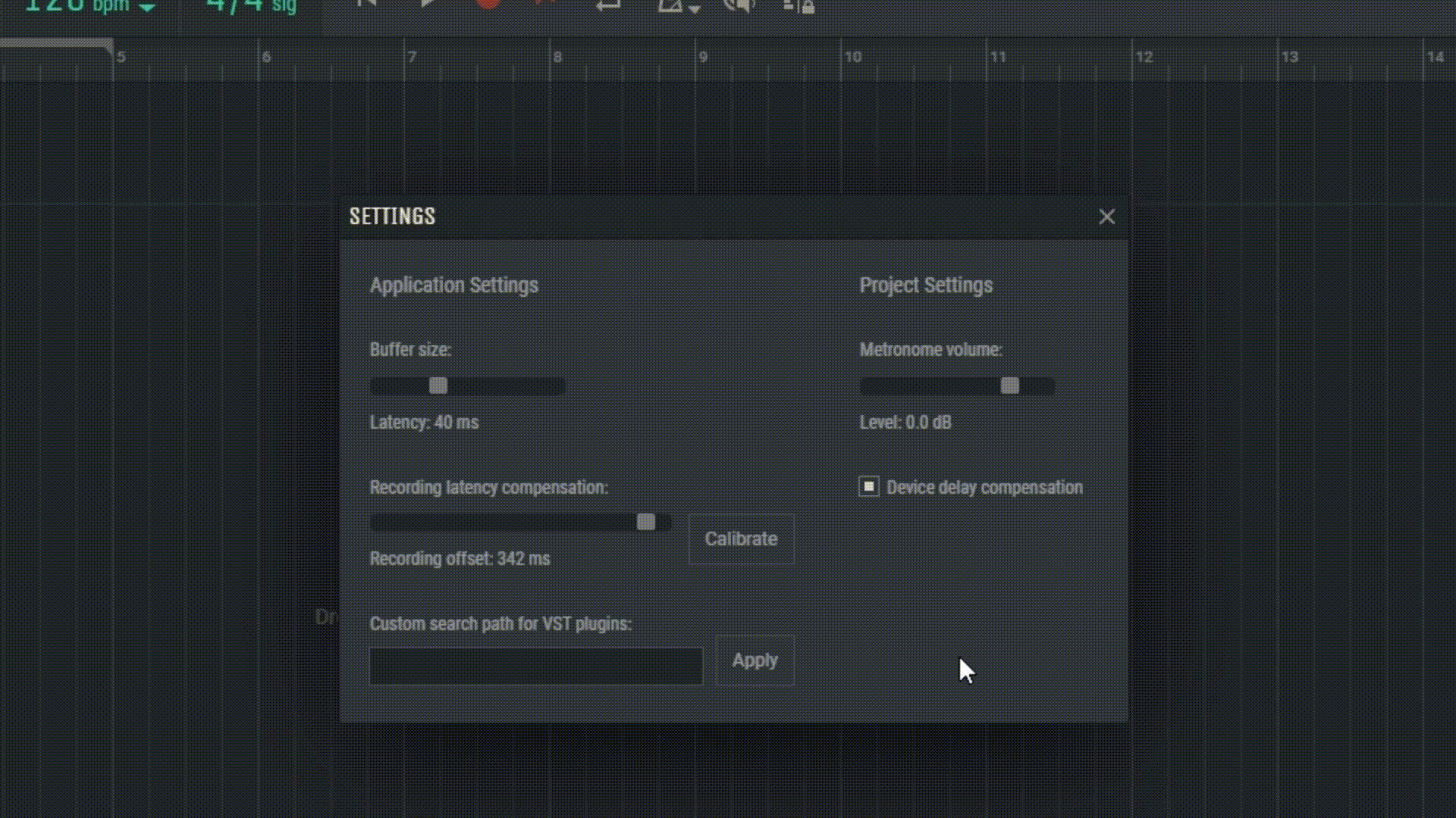 Recording latency compensation