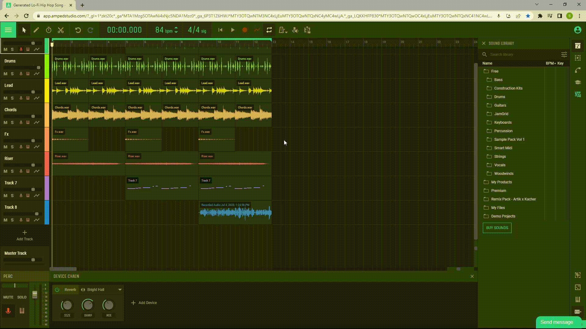 Voeg verwerkingseffecten toe aan de mastertrack