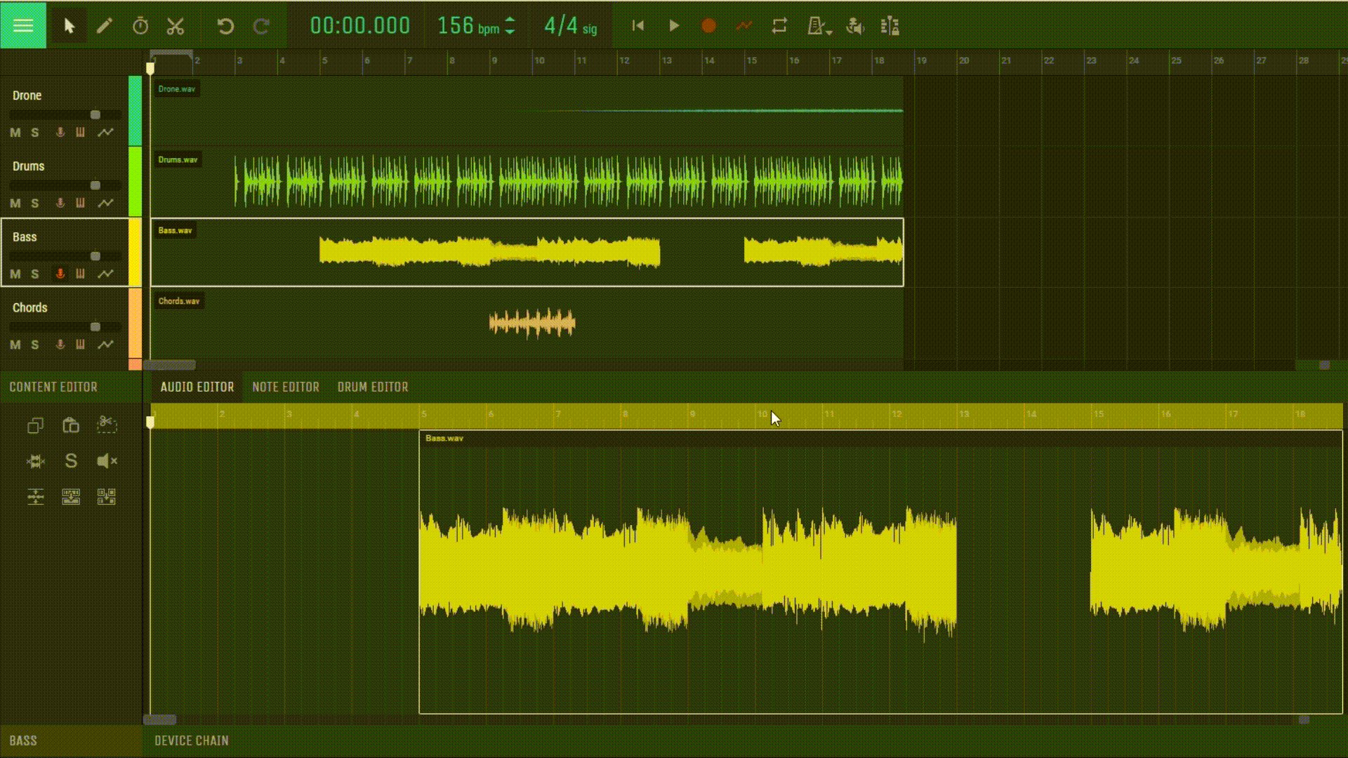 Using Audio Editor Tools