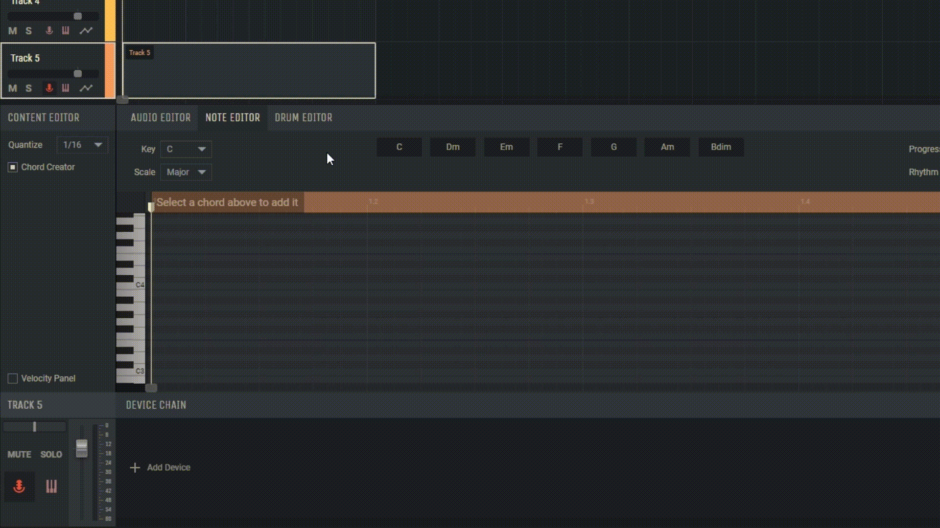 Selecting Key and Scale