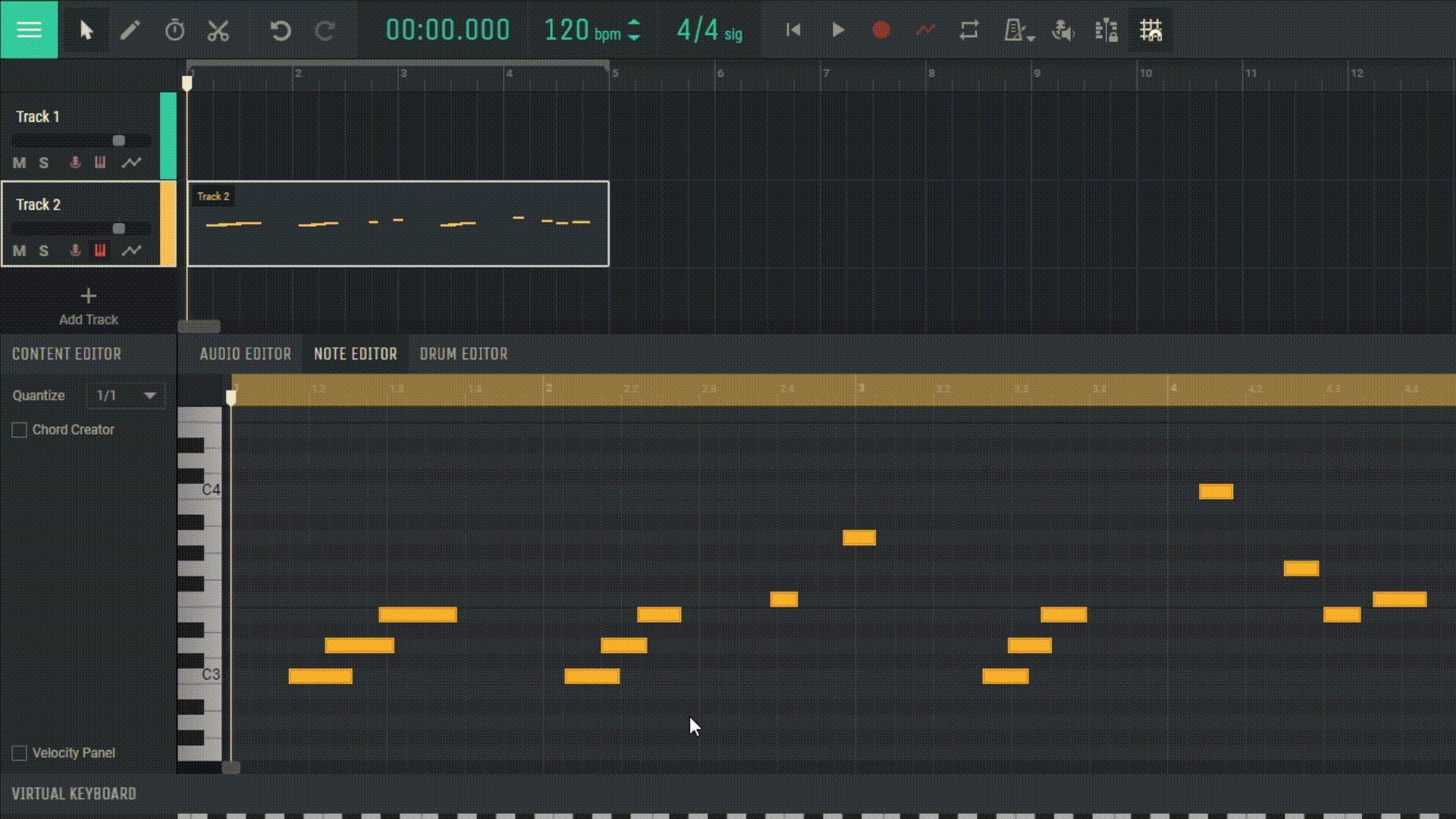 Vélocité dans l&#39;éditeur MIDI