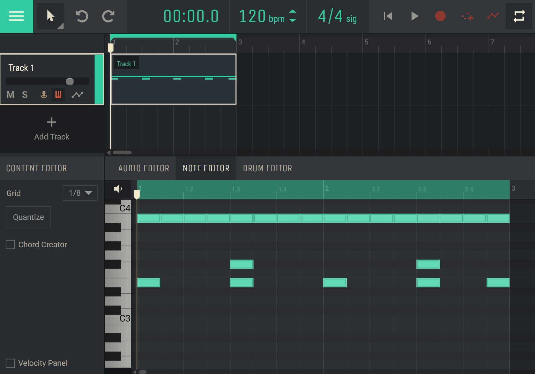 Edytor notatek w programie Amped Studio– edycja z prędkością