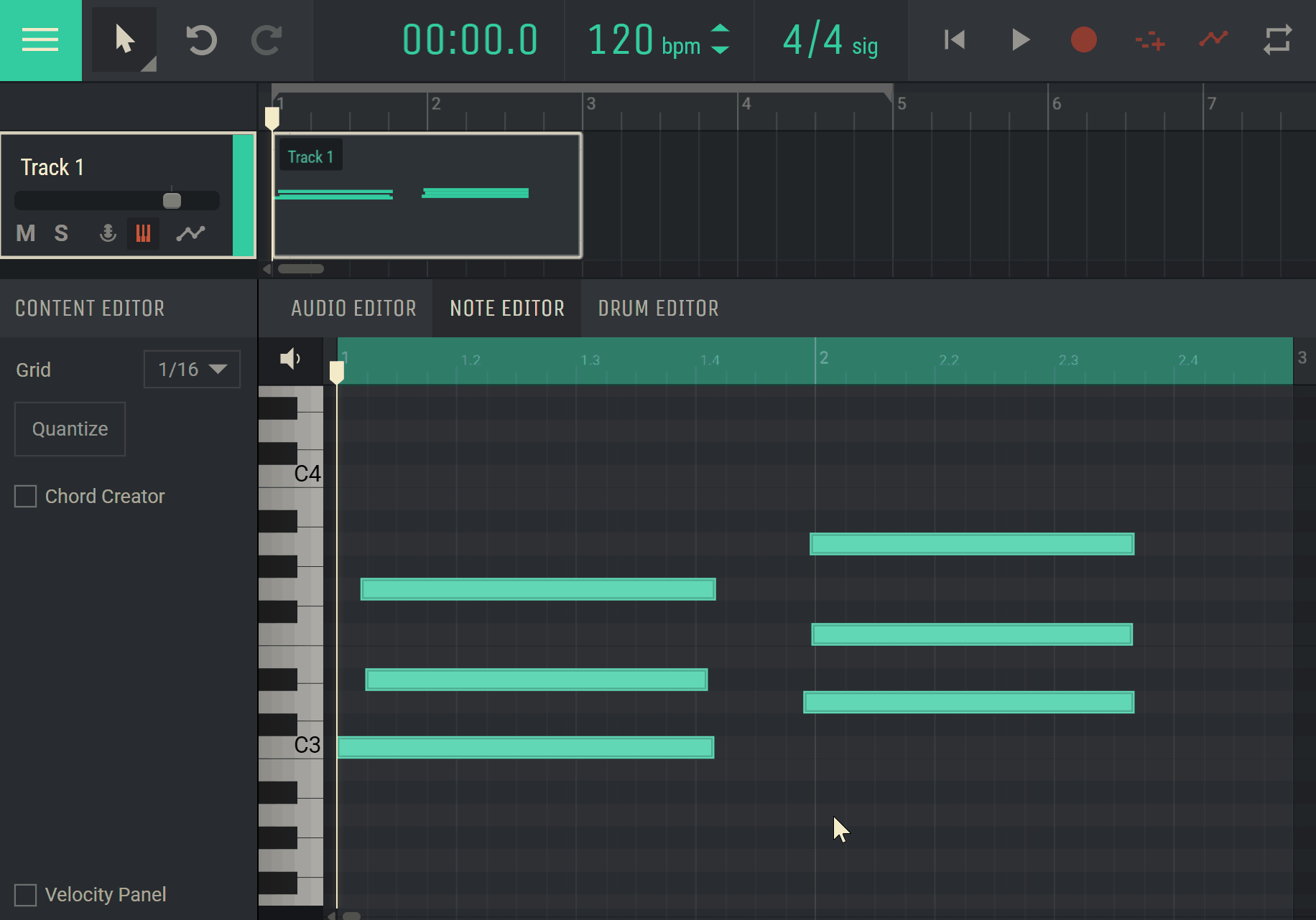 Edytor notatek w programie Amped Studio– edycja z prędkością
