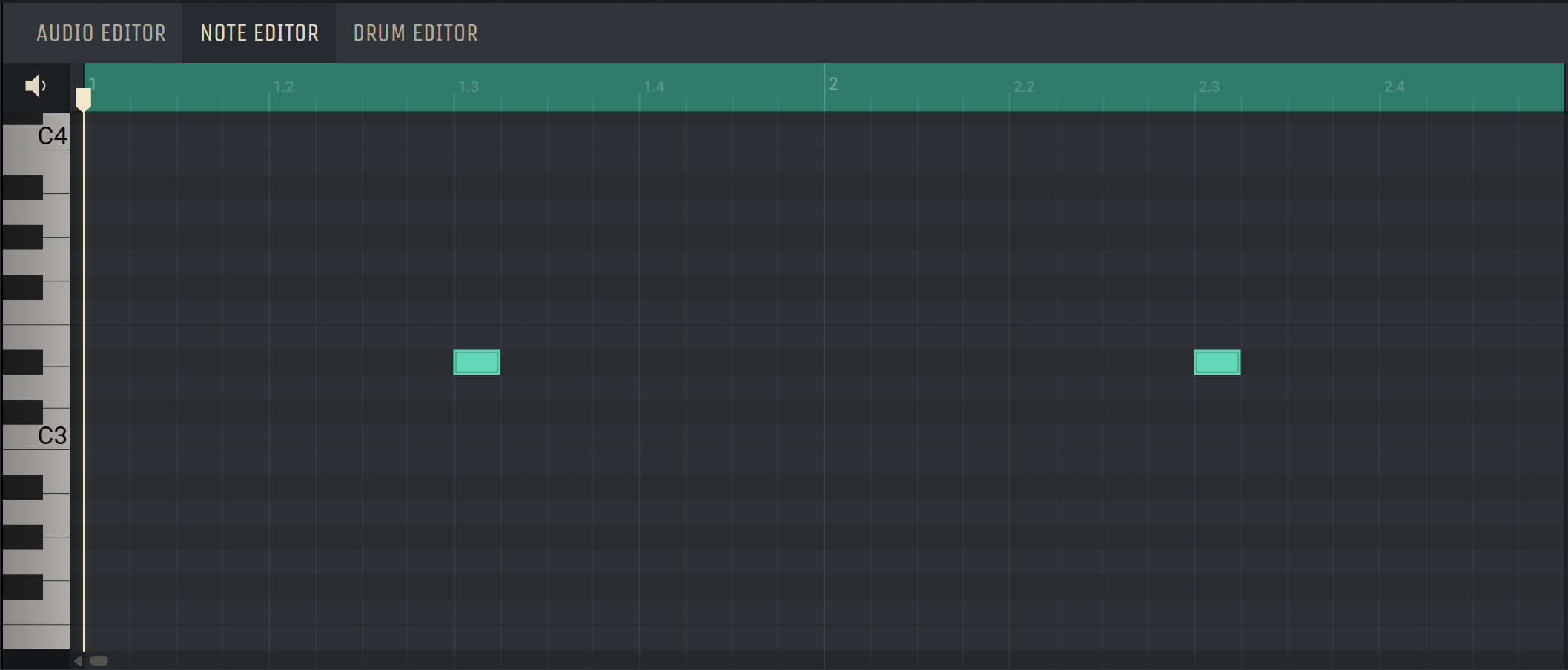 Captura de pantalla de la programación de ritmos de Amped Studio: cajas
