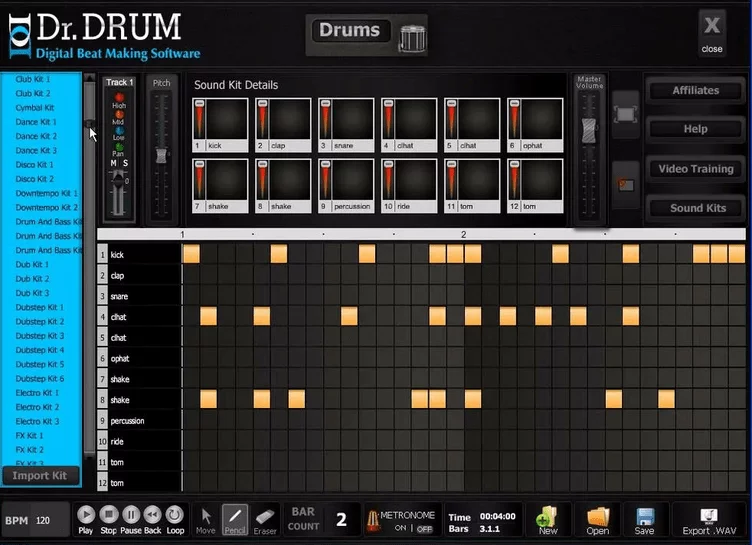 Software para crear ritmos Dr. Drum