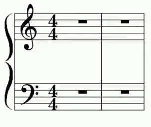 Both clefs are used within the piano's system