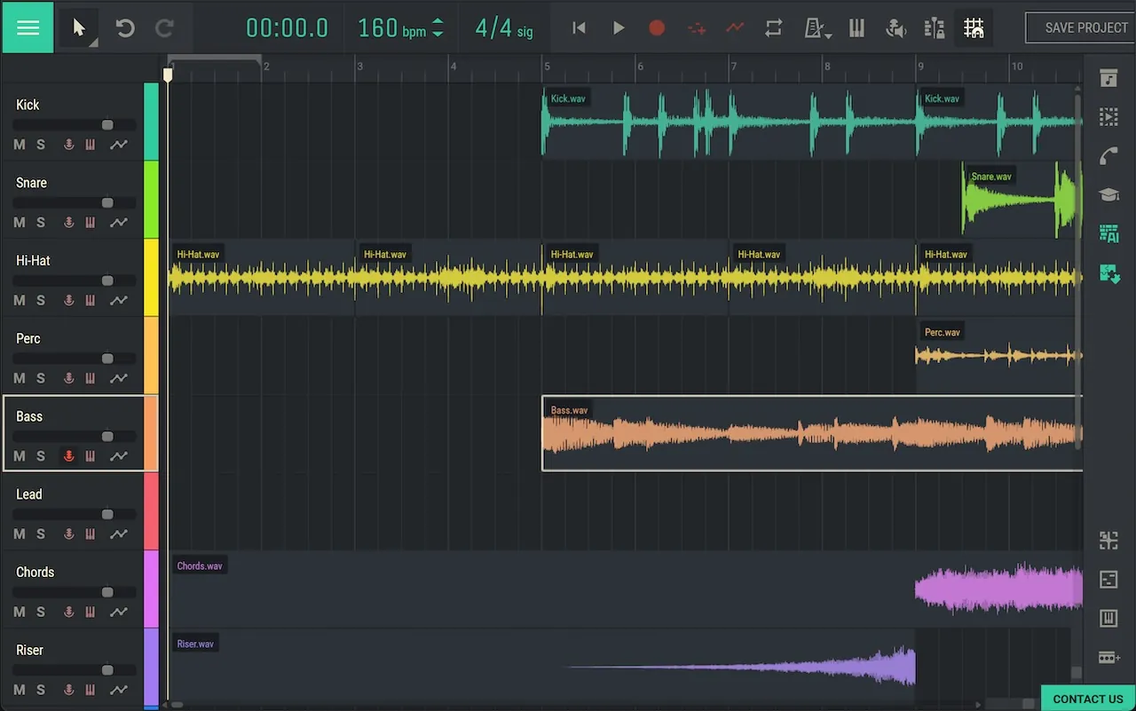 تم إعادة ترتيب المسارات المتعددة بواسطة مساعد الذكاء الاصطناعي الخاص بـ Amped Studio